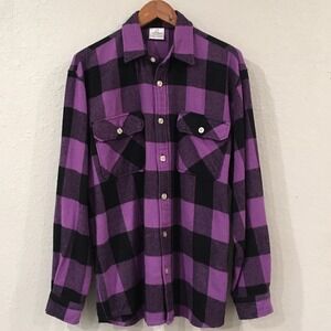 Rothco Men L Shirt Jacket‎ Purple Buffalo Plaid Heavyweight Outdoor Flannel